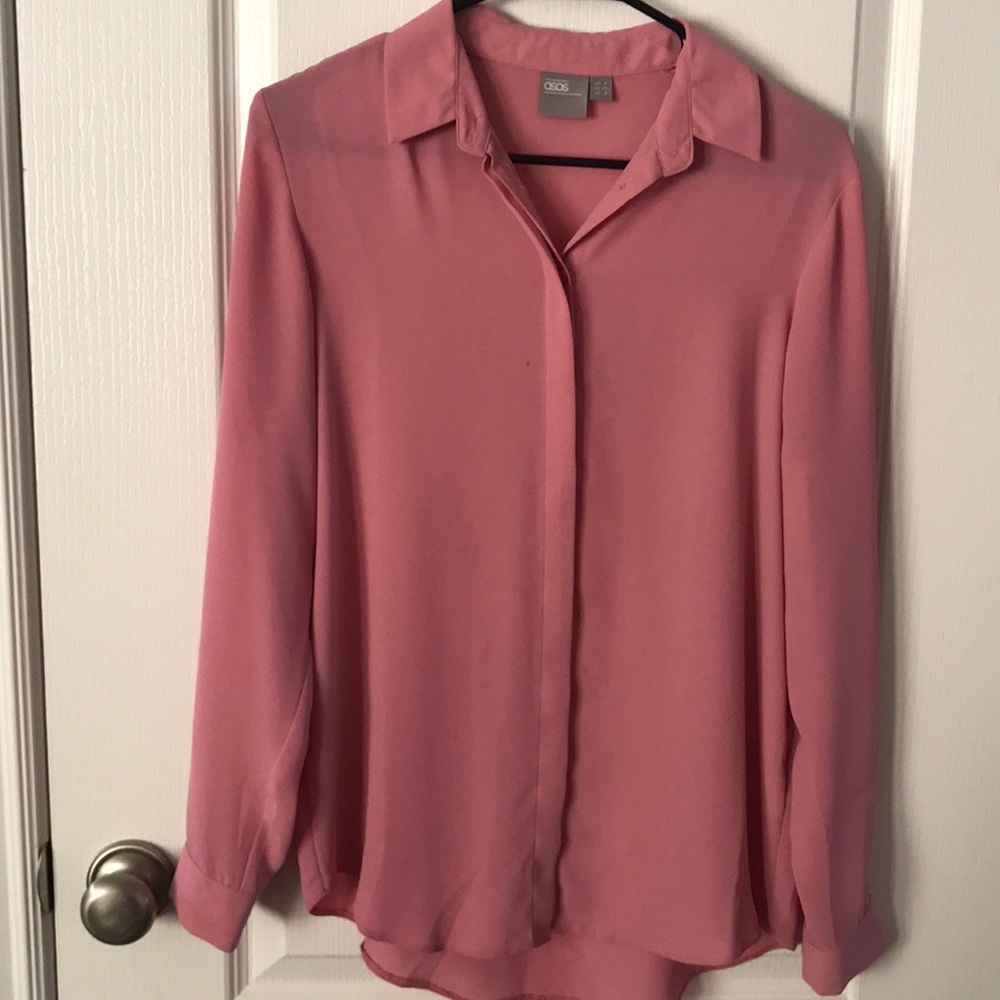 pink button up blouse